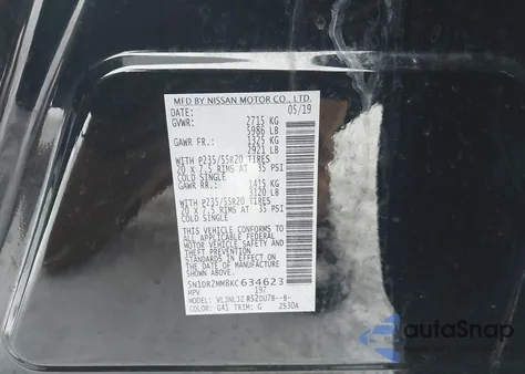 2019 Nissan Pathfinder Platinum z USA, uszkodzony, nr VIN 5N1DR2MM8KC634623